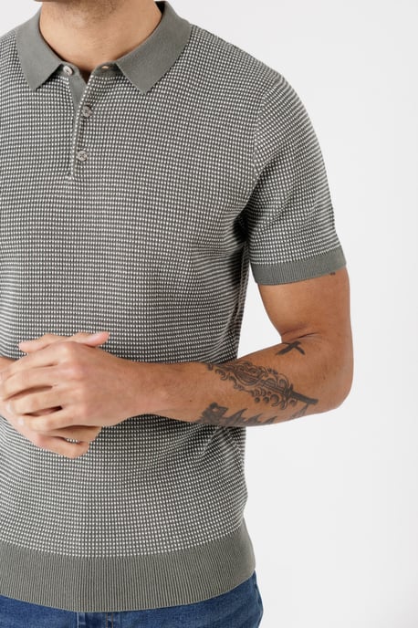 Green Cotton Short Sleeve Button-Up Polo Shirt - Image 4