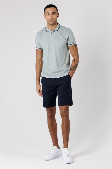 Light Green Textured Polo Shirt With Button-Up And Logo Badge - Image 3