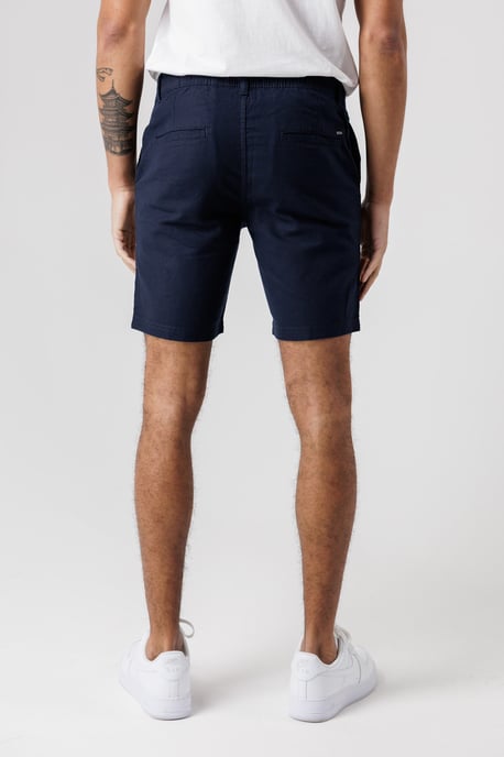 Navy Cotton Linen Shorts With Drawstrings - Image 2