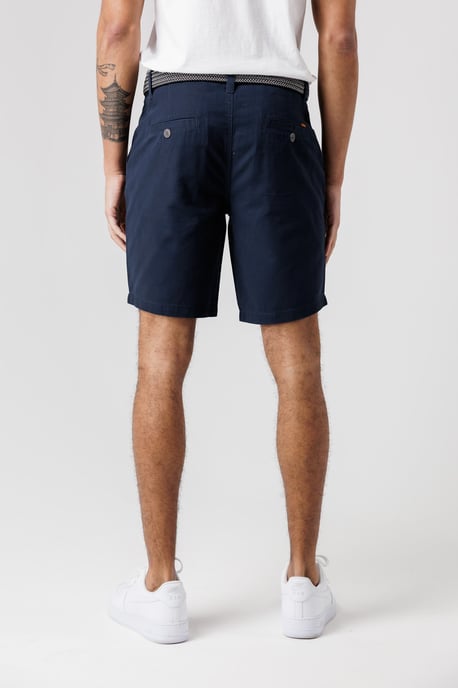 Navy Cotton Twill Peached Shorts - Image 2