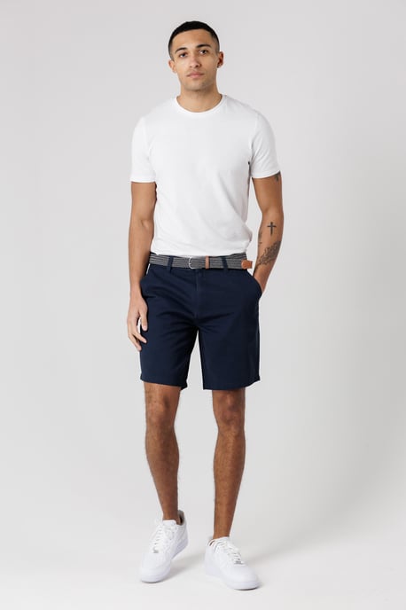 Navy Cotton Twill Peached Shorts - Image 3