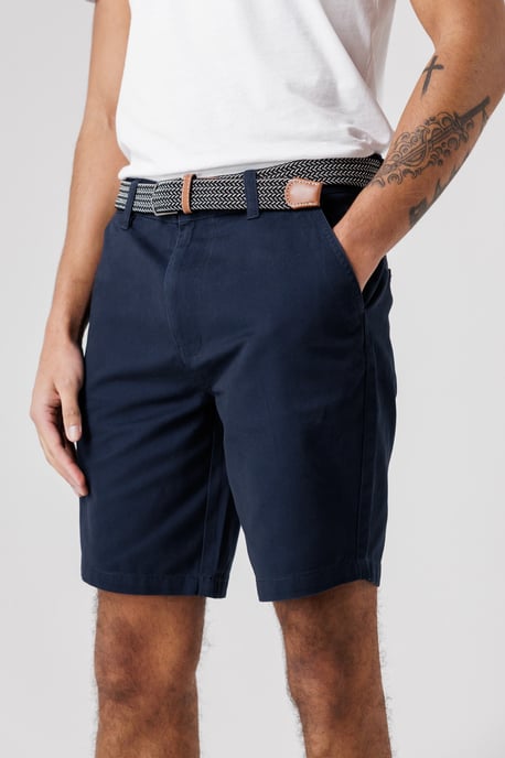 Navy Cotton Twill Peached Shorts - Image 4