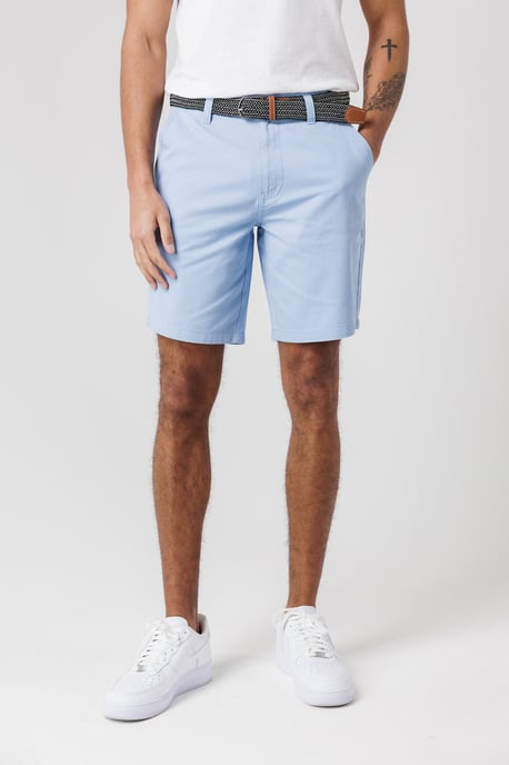 Light Blue Cotton Twill Peached Shorts - Image 1