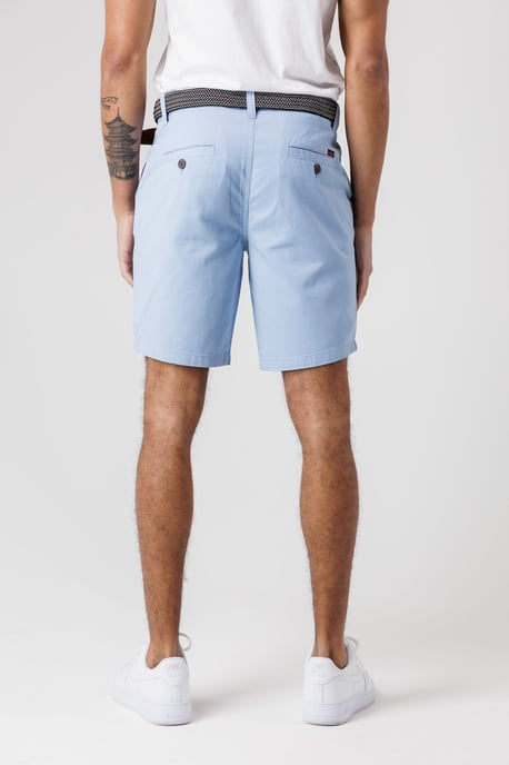 Light Blue Cotton Twill Peached Shorts - Image 2