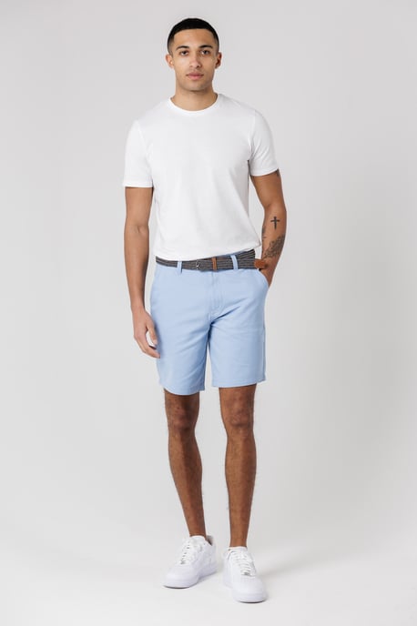 Light Blue Cotton Twill Peached Shorts - Image 3