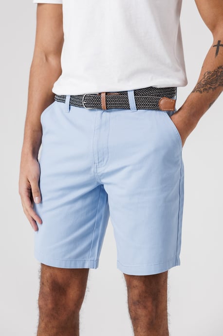 Light Blue Cotton Twill Peached Shorts - Image 4