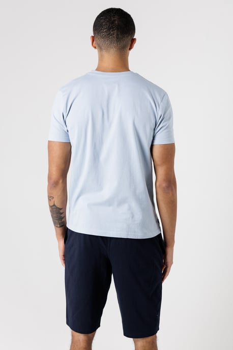 Light Blue Cotton Crew Neck T-Shirt And Shorts Pyjama Set - Image 2
