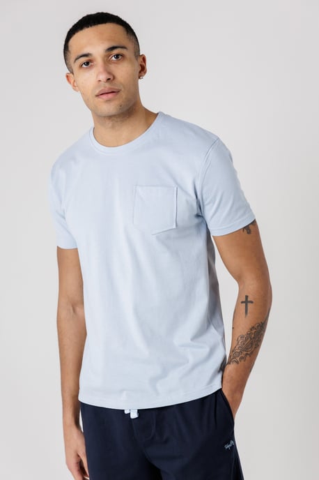 Light Blue Cotton Crew Neck T-Shirt And Shorts Pyjama Set - Image 4