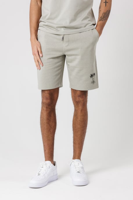 Light Green Palm Print T-Shirt And Shorts Lounge Set - Image 3