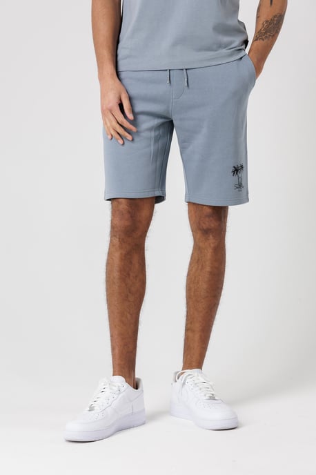 Grey Palm Print T-Shirt And Shorts Lounge Set - Image 3