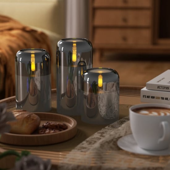 MAZAZU Omniexa led kaarsenset in glas – 3 stuks – smoked grey – met afstandsbediening & - Image 3