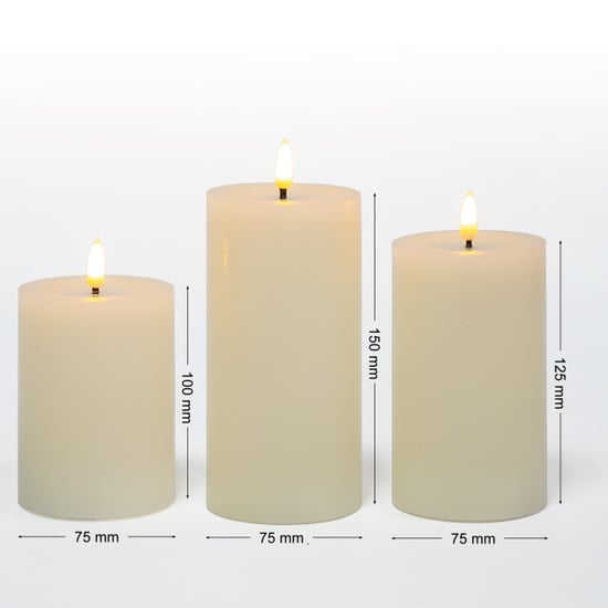 MAZAZU Omniexa led kaarsenset – 3 stuks – crème waslook – melted top design – met - Image 5