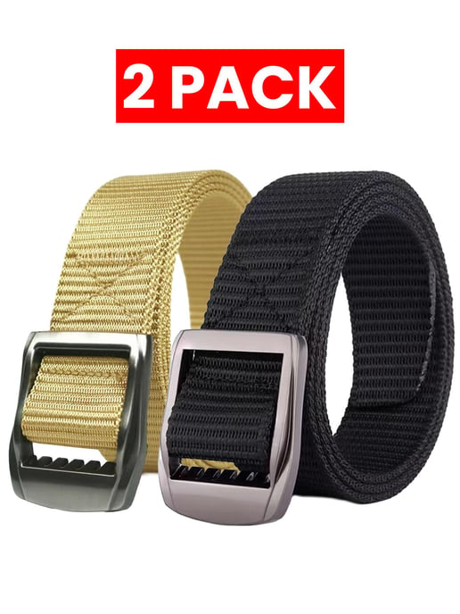 Enzo | 2-pack herrcanvasbälten - Beige & Svart - Image 1