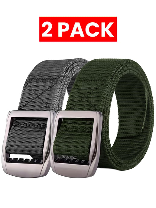 Enzo | 2-pack Herr Canvasbälte - Grå & Khaki - Image 1