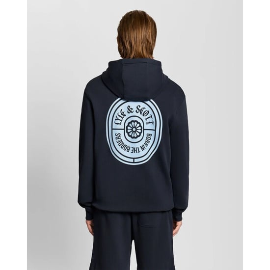 Lyle and Scott Borders lable grafic hoodie navy - Image 2