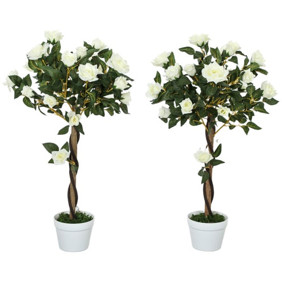 4goodz 2 stuks kunstplant roos op stam in pot rozenstruik 90cm - - Image 1