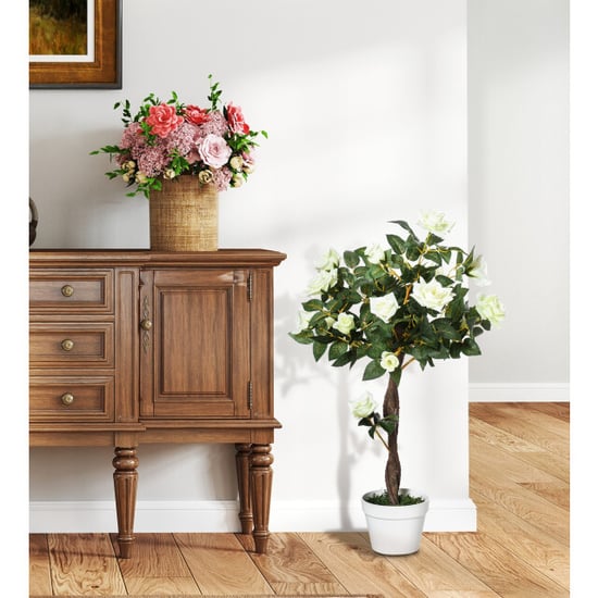 4goodz 2 stuks kunstplant roos op stam in pot rozenstruik 90cm - - Image 3