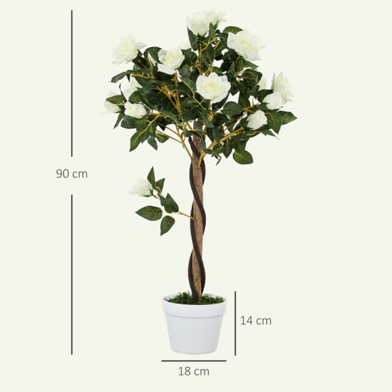 4goodz 2 stuks kunstplant roos op stam in pot rozenstruik 90cm - - Image 4