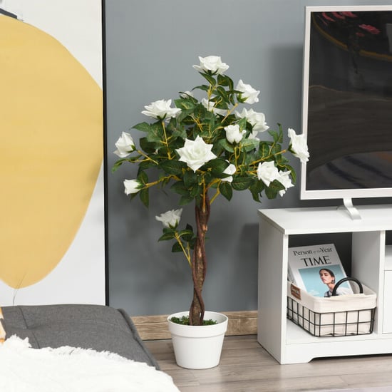 4goodz Kunstplant roos op stam in cementpot rozenstruik 90cm - - Image 5