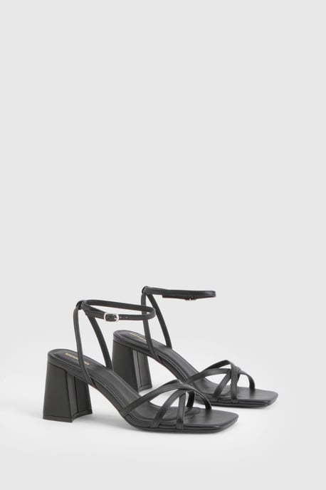 Block Heel Cross Over Strappy Heels - Image 2