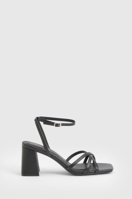 Block Heel Cross Over Strappy Heels - Image 3