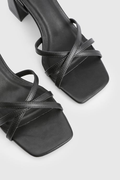 Block Heel Cross Over Strappy Heels - Image 5