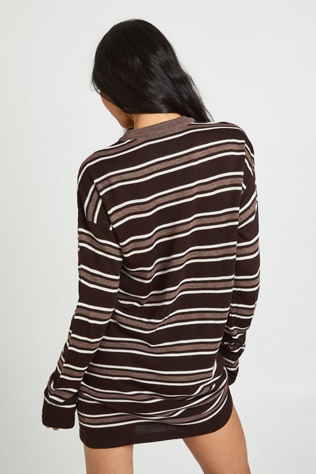 Tall Stripe Long Sleeve Knitted Mini Dress - Image 2