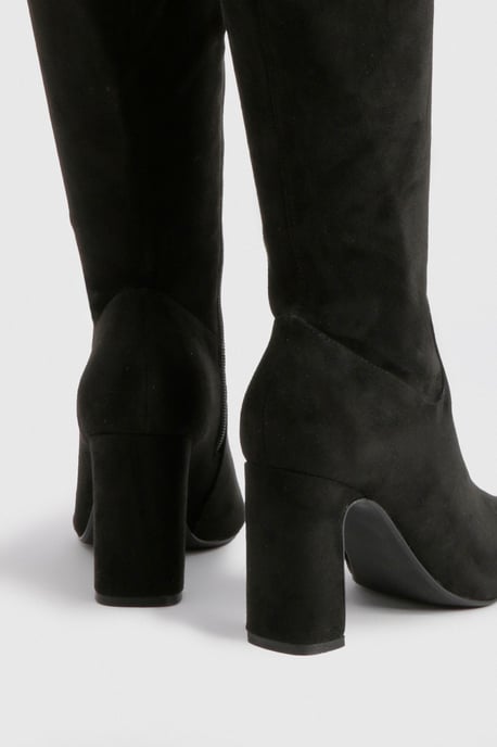 Wide Fit Faux Suede Knee High Stretch Boots - Image 4