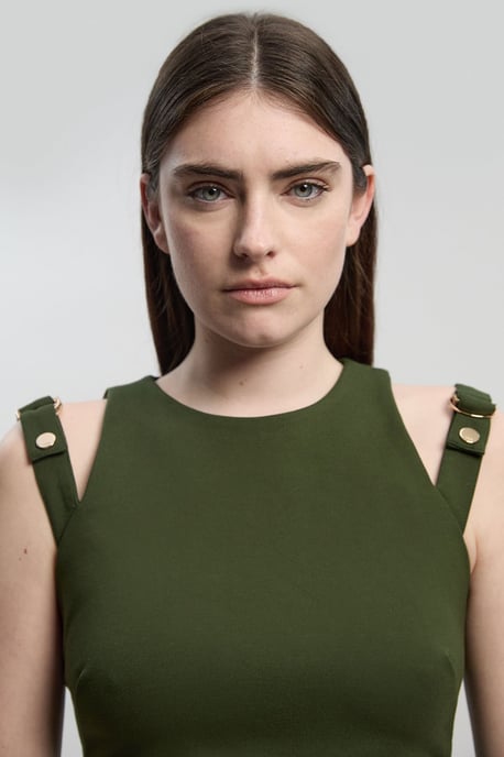 Ponte Trim Belt Detail Midi Pencil Dress - Image 2