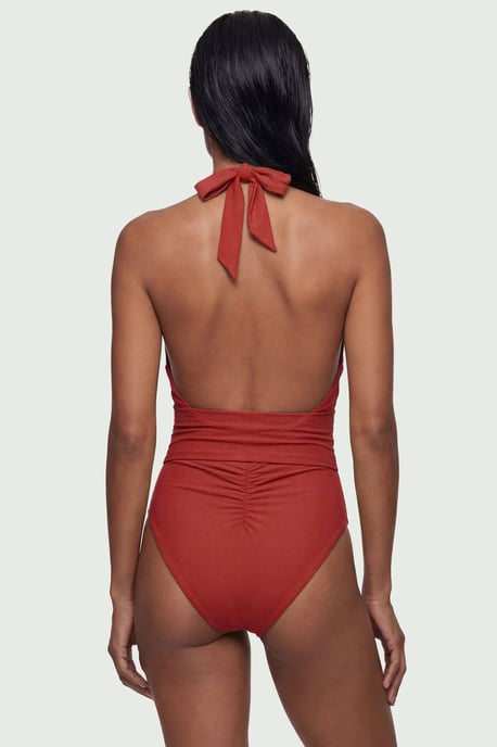 Halter Neck Hardware Detail Plunge Swimsuit - Image 3