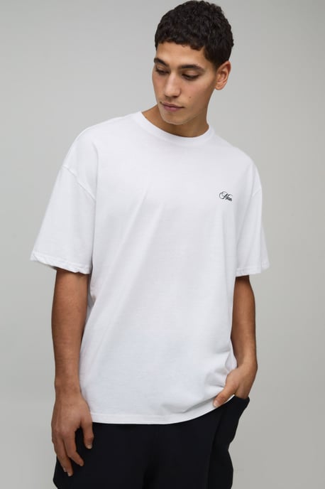 White Oversized Floral Spine Print T-Shirt - Image 3
