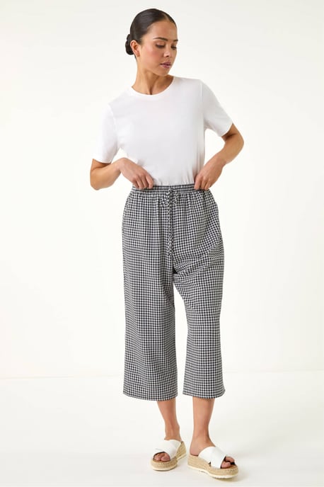 Petite Gingham Stretch Cropped Trouser - Image 2