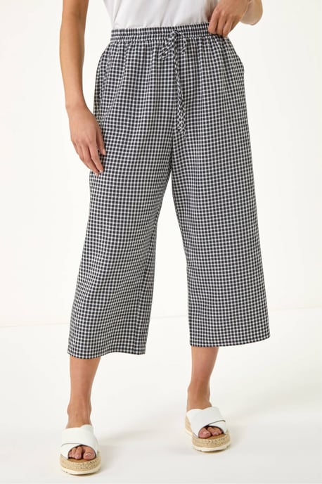 Petite Gingham Stretch Cropped Trouser - Image 4