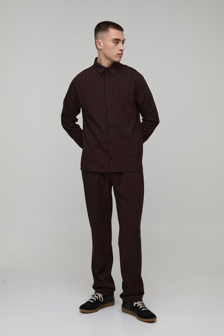 Pinstripe Regular Shirt & Straight Leg Trouser Set - Image 4