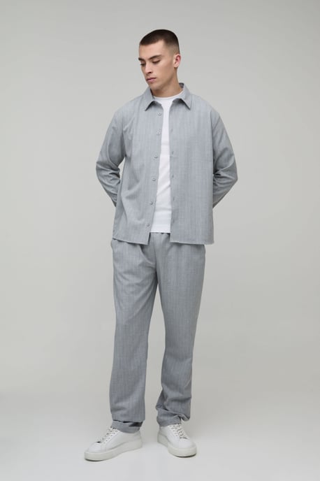 Pinstripe Regular Shirt & Straight Leg Trouser Set - Image 1
