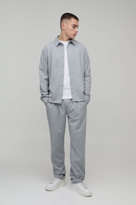Pinstripe Regular Shirt & Straight Leg Trouser Set - Image 4