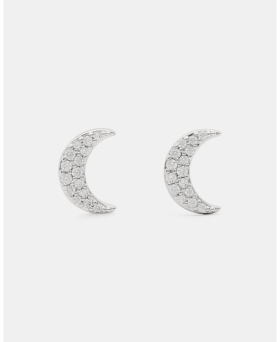 You're A Gem Pave Moon Studs - Image 1
