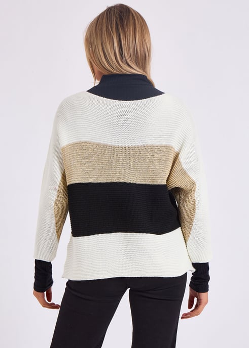 Stripe Knit slash Neck Oversized Jumper - Image 4