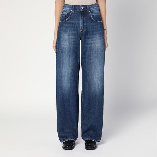 Wide-leg Pop Blue Jeans With Washed Effect - Image 1