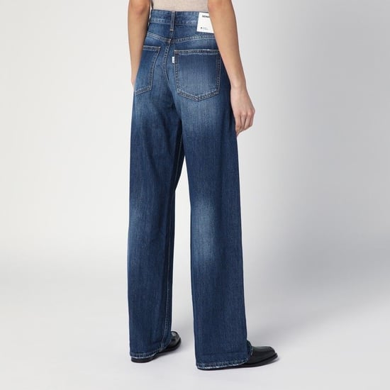 Wide-leg Pop Blue Jeans With Washed Effect - Image 2