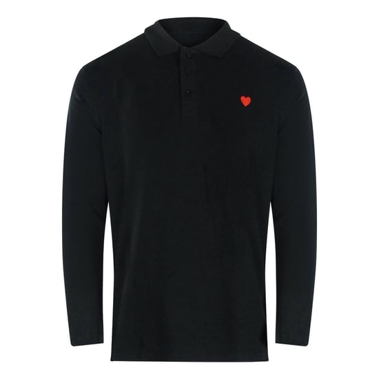 Love Moschino Small Heart Logo Long Sleeve Black Polo Shirt - Image 1