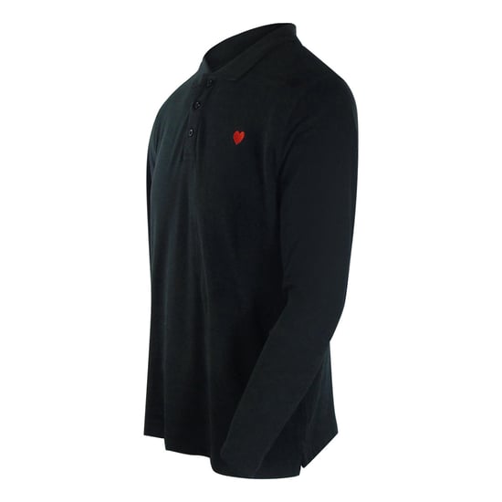 Love Moschino Small Heart Logo Long Sleeve Black Polo Shirt - Image 3
