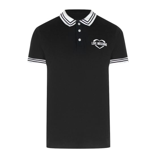 Love Moschino Twin Tipped Collar Love Logo Black Polo Shirt - Image 1