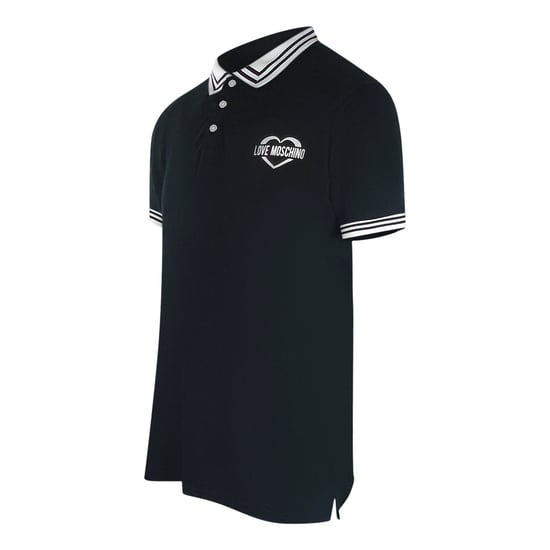 Love Moschino Twin Tipped Collar Love Logo Black Polo Shirt - Image 2
