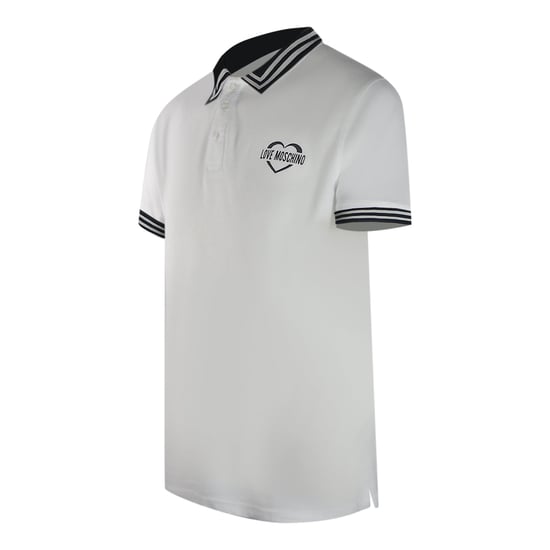 Love Moschino Twin Tipped Collar Love Logo White Polo Shirt - Image 2