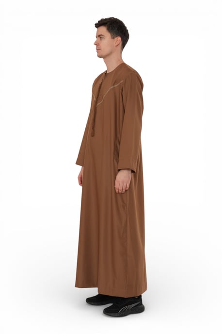 Mens Brown Eid Moroccan Thobe Robe Djellaba Ramadan Eid Jubba LFS- HM10 - Image 4