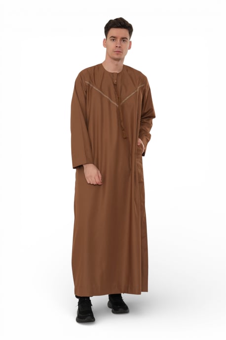 Mens Brown Eid Moroccan Thobe Robe Djellaba Ramadan Eid Jubba LFS- HM10 - Image 5