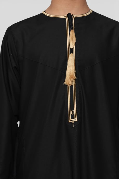 Kids Boys Ramadan Black Moroccan Thobe Robe Emirati Eid Jubba- TT-003 - Image 5