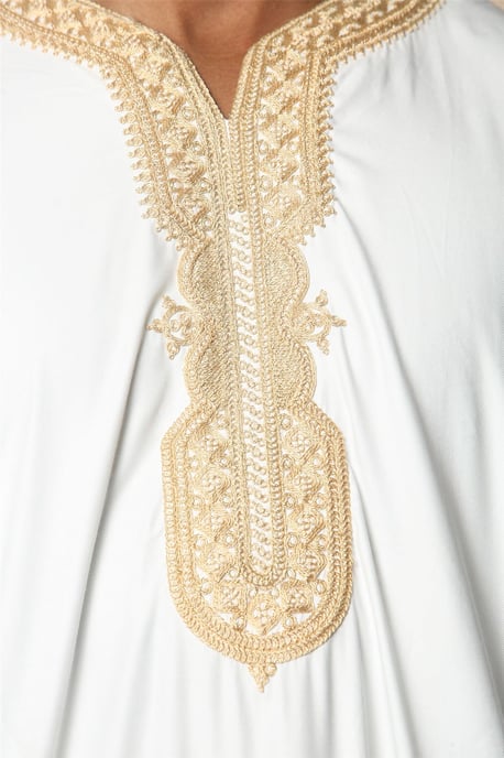 Men's White Moroccan Thobe Jubba Robe Eid Djellaba Gandoura - Image 5
