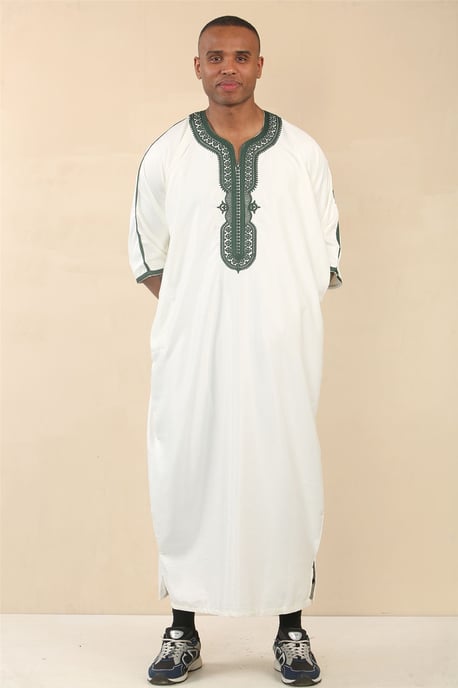 Witte Marokkaanse Thobe Djellaba Jubba Robe Eid voor heren - Image 1